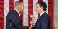 Hakeem Jeffries hands the gavel to Mike Johnson